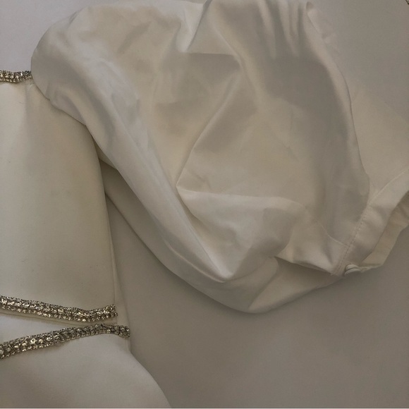 self-portrait White Bonded Crepe Puff Sleeve Mini Dress Wedding - Picture 9 of 11